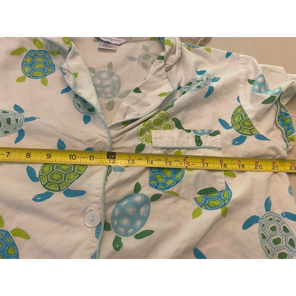 The Company Store Womens Large Pajama Short Set 100% Cotton Sea Turtle Button - Picture 7 of 11